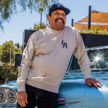 Beige Crewneck Pullover with Machete Logo - The Pepper Pantry (Formerly Marie Sharp's)